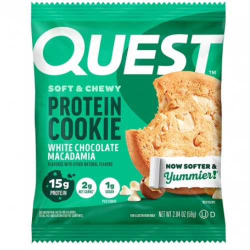 كويست، كوكيز بروتين بنكهة الشوكولاتة البيضاء وجوز المكاديميا، 50 جم