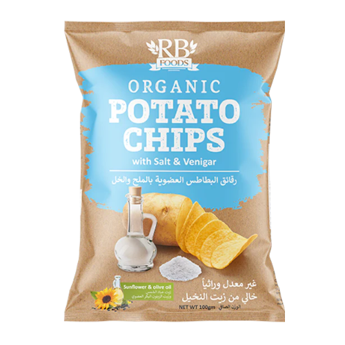 رقائق البطاطس العضوية بالملح والخل ار بي فودز 100 جم