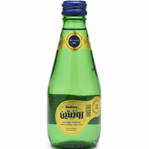 مياه معدنية مكربنة ليم وليمون عبوة زجاج روضتين 240 مل