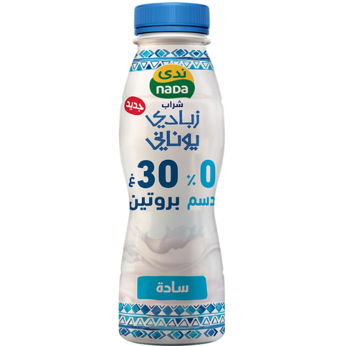 شراب زبادي يوناني سادة 0% دسم 30 غ بروتين 330 مل
