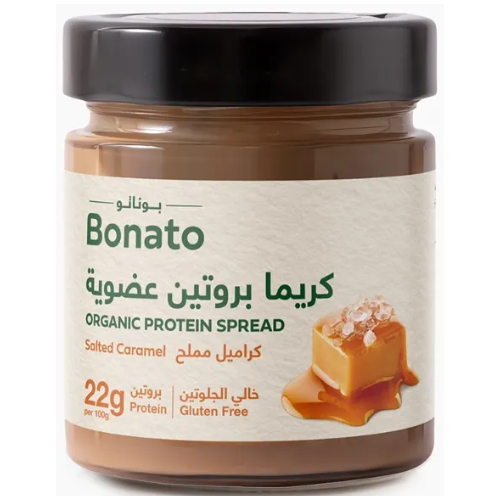 كريما بروتين عضوية كراميل مملح 200جم بوناتو
