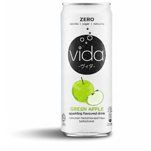 شراب التفاح الاخضر الغازي 325 مل Vida