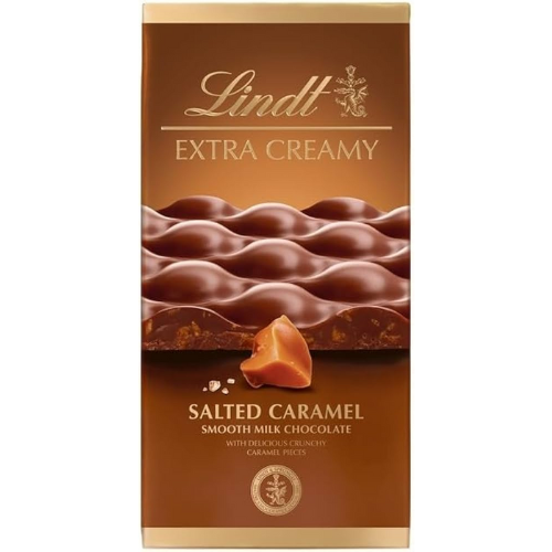 لينت شكولاته الحليب بقطع الكراميل المقرمشه والملح البحري الفاخرة اكسترا 80 جم