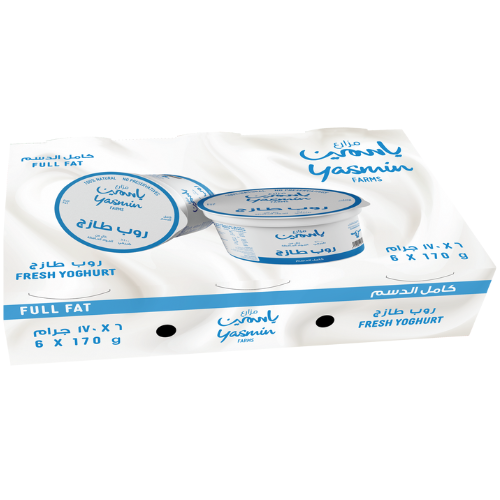 مزارع ياسمين روب بقري طازج كامل الدسم باكيت 6*170 غ