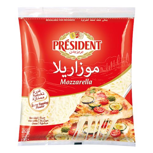 جبنة موزريلا مبشورة بريزيدانت 450جم