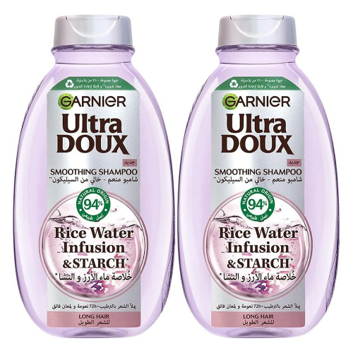 غارنييه ألترا دو، عرض القيمة شامبو منقوع ماء الأرز والنشا للشعر الطويل، 2 × 400 مل