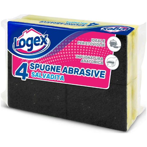 لوجيكس - 4 قطع إسفنج مع سلك كاشط