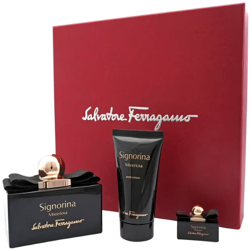 طقم فرغامو سينورنا نسائي ( لوشن معطر للجسم 50ML + عطر EDP 100ML + عطر EDP 5ML)