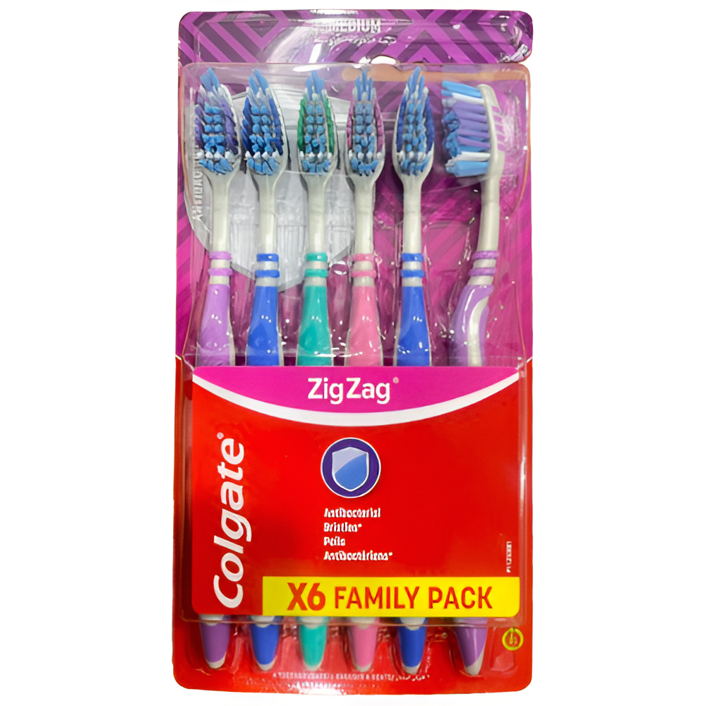 كولجيت فرشاة أسنان زيج زاج متوسطة متنوعة 6 قطع