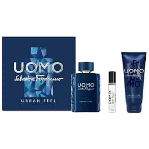 طقم امو فرغامو اوربن فيل رجالي (عطر EDT 100ML + شاور جل 100ML + عطر EDT 10ML)