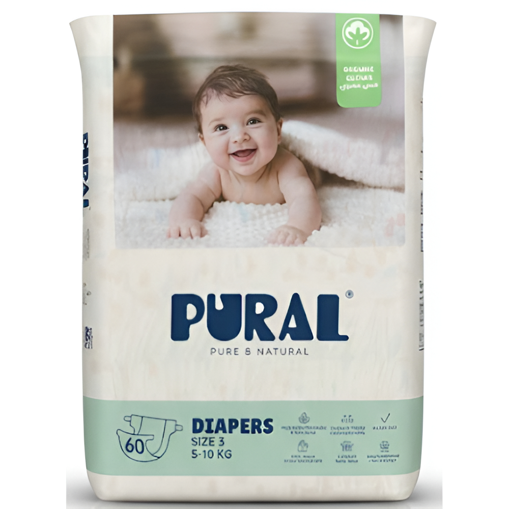 حفاظات قطن بيورال 5-10 كجم 60 ح