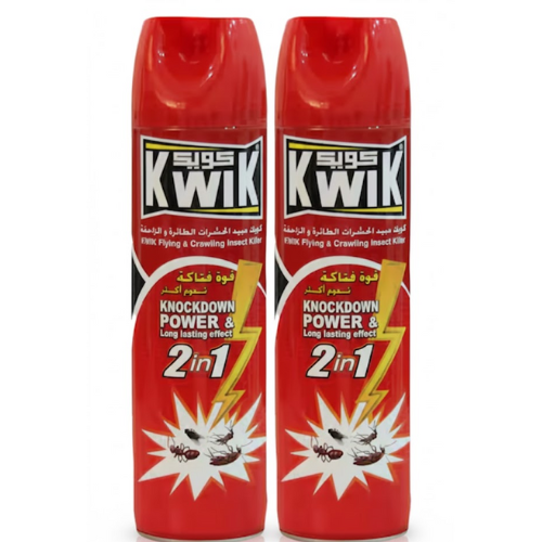 كويك بخاخ 2 في 1 للقضاء السريع على الحشرات وأثر يدوم طويلاً، 2 حبة × 400 مل