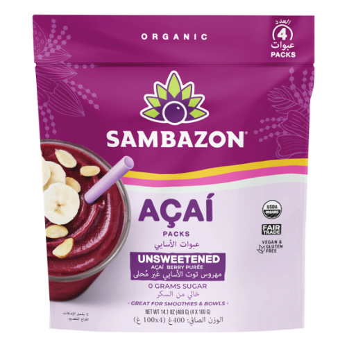 سامبازون مهروس فاكهة توت الأساي عضوي غير محلى 400 جم