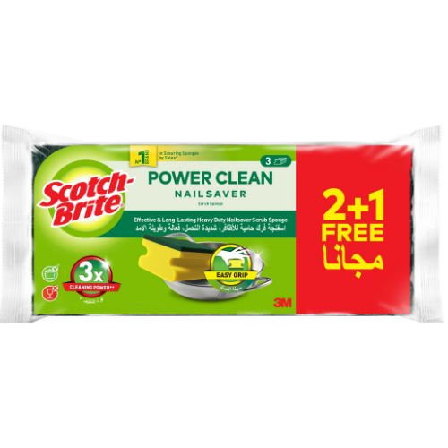 سكوتش برايت باور كلين إسفنجة حماية الأظافر عرض 2 + 1 مجاناً