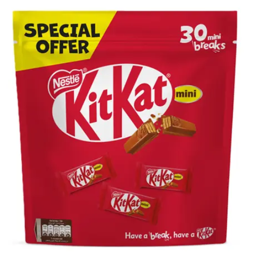 نستله كيت كات كيس شوكولاتة ميني إصبعين 30 قطعة 405 جم