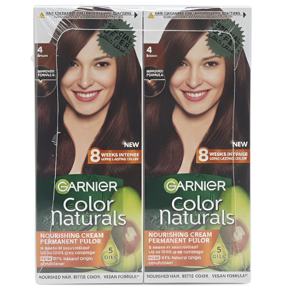 غارنييه كولور ناتشرلز صبغة شعر، رقم 4 بني، عرض 2 حبة
