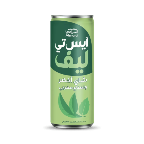 ايس تي ليف شاي اخضر ونعناع مغربي عبوة معدنية 240مل المراعي