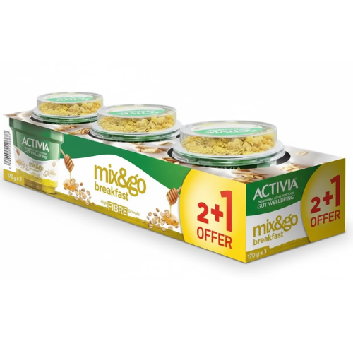 اكتيفيا ميكس اند جو زبادي 170 جم 2+1 شوفان بالعسل