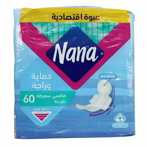 حفاظات نسائية نانا ماكسي طويلة بالاجنحة 60 فوطة