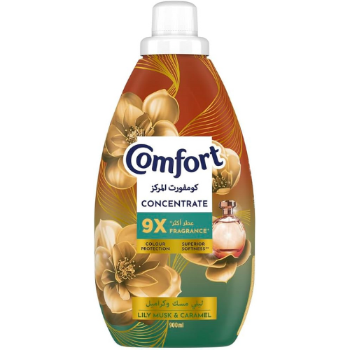 كومفورت منعم أقمشة مركّز برائحة زنبق المسك والكراميل 900 مل