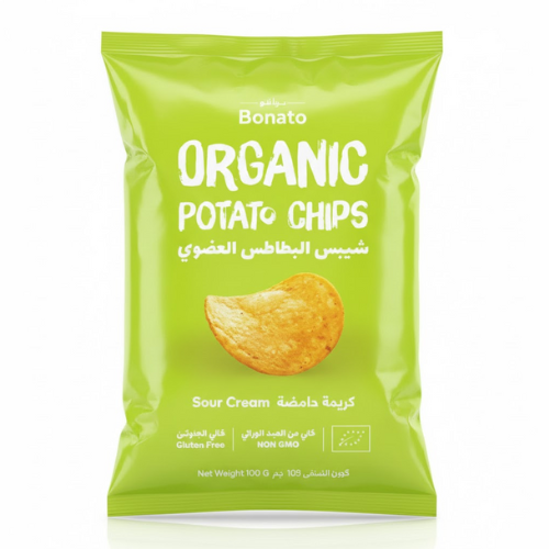 شيبس بطاطس عضوي كريمة حامضة بوناتو 100 جم