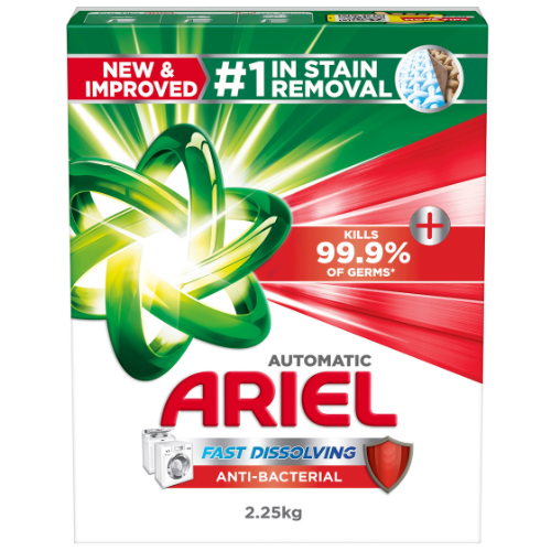 مسحوق غسيل إريال الأوتوماتيك المضاد للبكتيريا بالرائحة الأصلية، 2.25 كجم