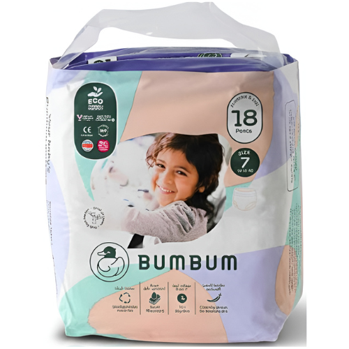 حفاضات بام بام مقاس ٧، ١٩-٣٠ كجم ١٨ قطعة