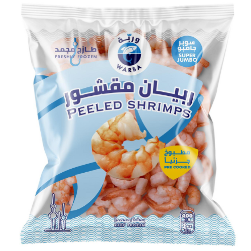 روبيان مقشور سوبر جامبو مطبوخ جزئيا وربة 400 جم