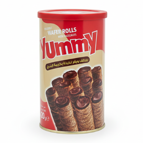 يامي ويفر رول مغطى شوكولاته حليب محشو كريمة بندق 100غ