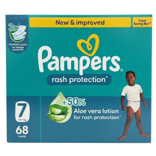 حفاضات بامبرز لحماية من الطفح الجلدي مقاس ٧، ١٥+ كجم ٦٨ قطعة