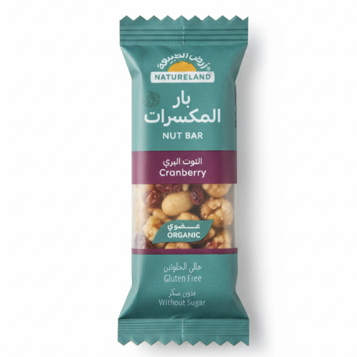 بار المكسرات توت بري عضوي ارض الطبيعه 25جم