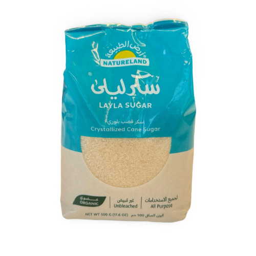 سكر قصب بلوري ليلي 500جم ارض الطبيعة