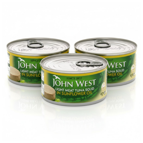 جون ويست لحم تونة خفيف صلب في زيت دوار الشمس 3*170 جم