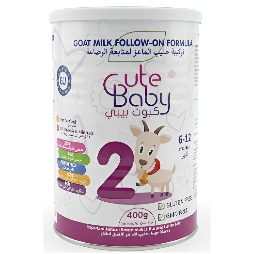 حليب كيوت بيبي متابع رقم 2 بتركيبة حليب الماعز، من 6-12 شهر، 400 جم