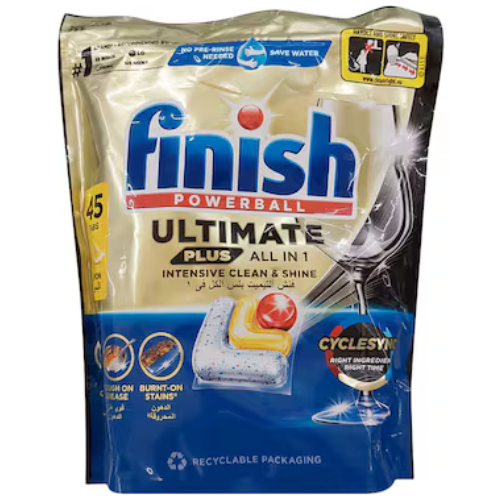 فينيش باور بول ألتميت بلس، الكل في 1، تنظيف مكثف ولمعان ماسي 45 قرصاً