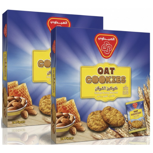 كوكيز الشوفان بنكهة العسل الطبيعي واللوز من السلطان، 2 × 24 قطعة