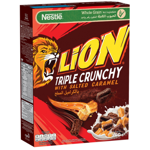 حبوب إفطار ليون تريبل كرانشي بالكراميل المملح من نستله، 300 جم