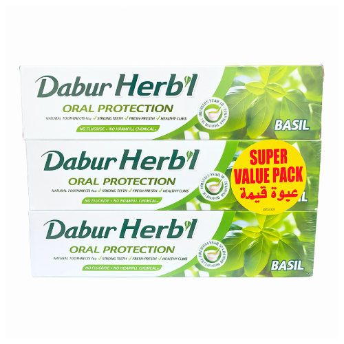 دابور هيربل معجون اسنان عشببي الريحان 3 × 150 جم