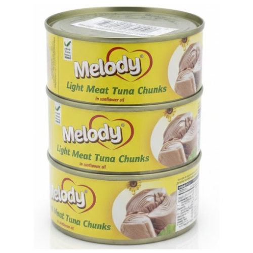ميلودي تونة قطع لحم خفيف في زيت دوار الشمس، 3 حبة × 160 جم