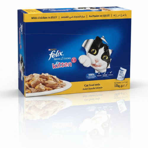 بيورينا فيليكس طعام قطط بالغين بالدجاج في الهلام، 12 × 85 جم