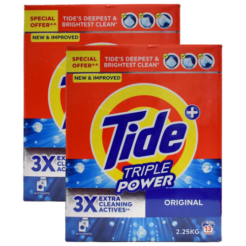 مسحوق غسيل تايد قوة ثلاثية الأصلي للغسالات التي تعبأ من الأمام 2× 2.25 كجم