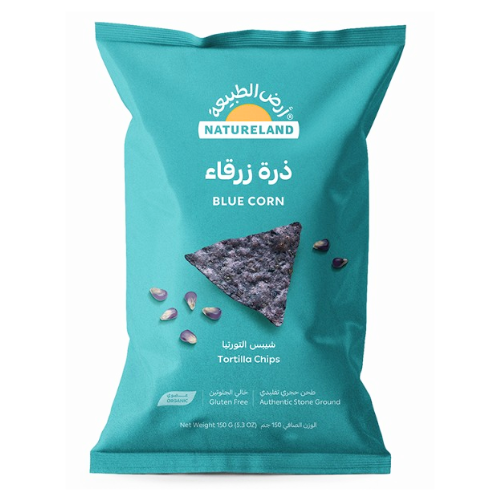 شيبس التورتيا ذرة زرقاء عضوي ارض الطبيعة 150 جم